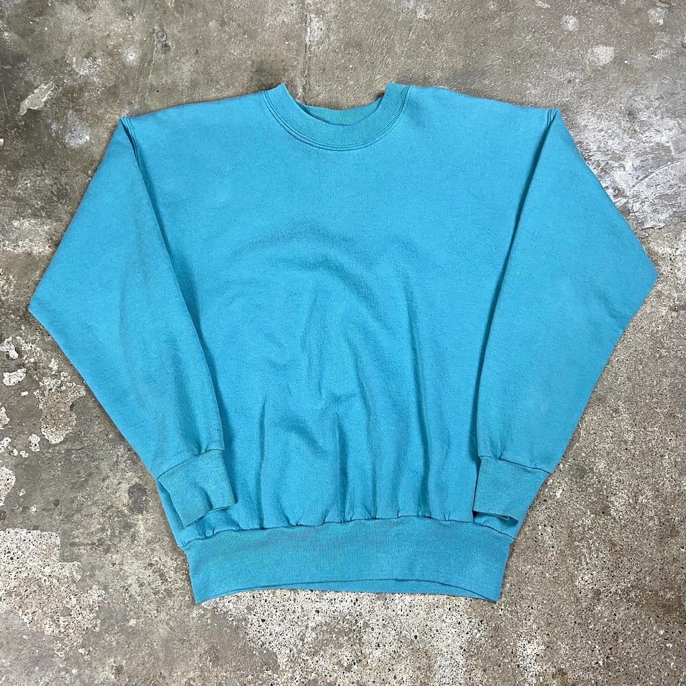 Vintage 90s Hanes Activewear Sweatshirt Size Medium Blue Crewneck Pullover